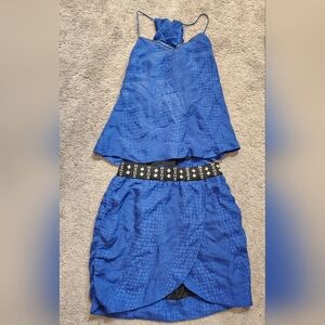 Affliction Black Premium Label Mini Skirt W Slit And Top with Silver Studs